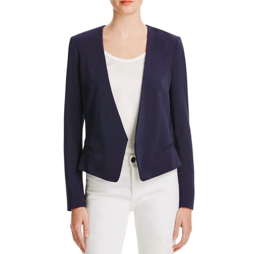 Rebecca Taylor navy blue collarless blazer sz 10